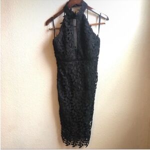 Bardot black lace halter top dress